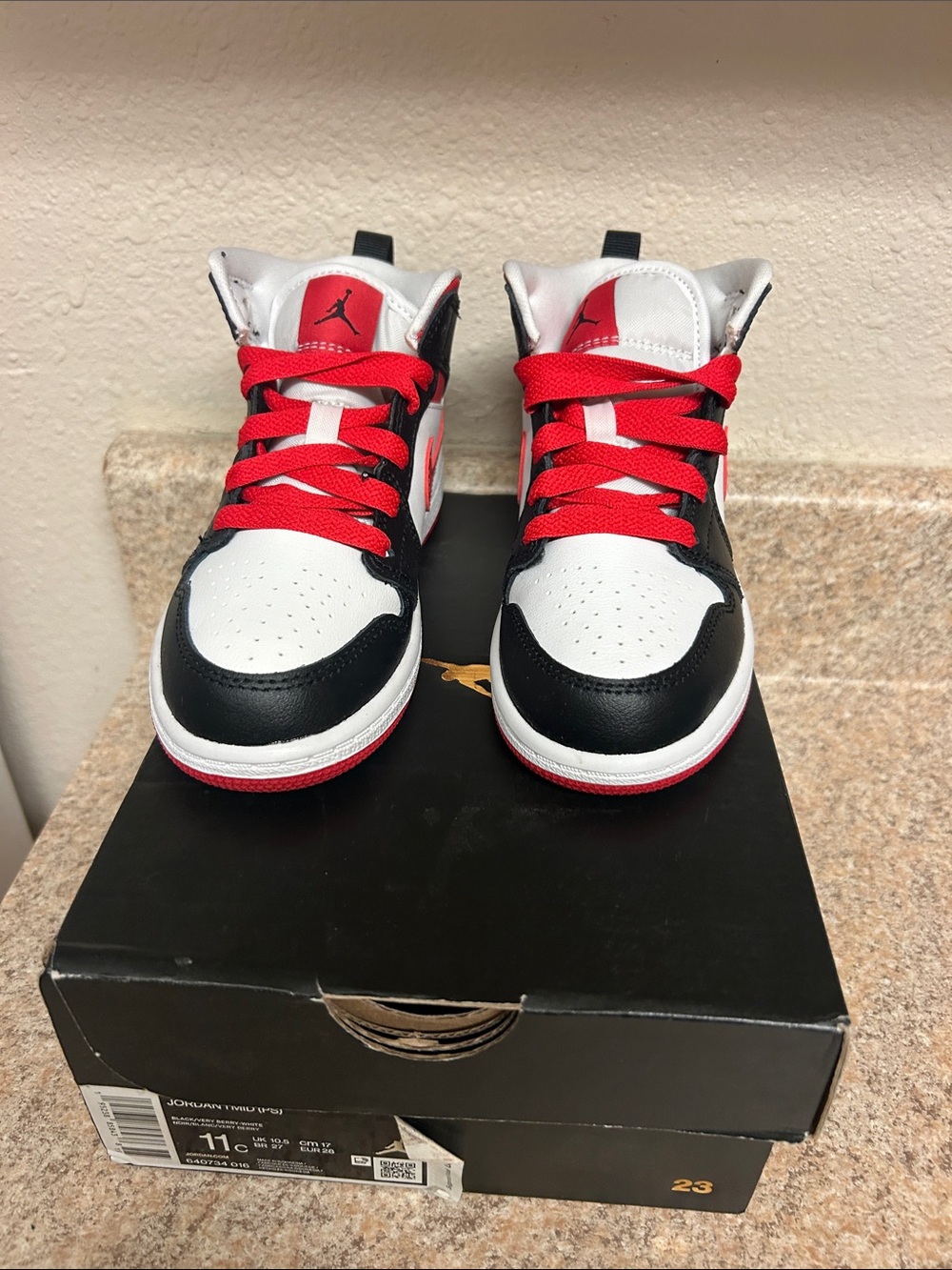 Jordan Youth Sneakers in White, Black & Red
